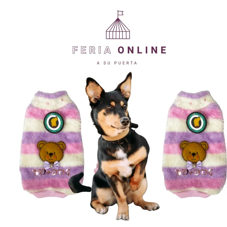 Buzo Cuello Tortuga Peluche Rayas Hembra