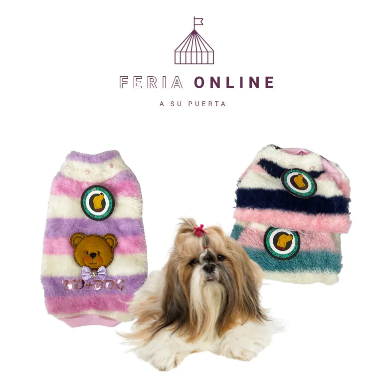 Buzo Cuello Tortuga Peluche Rayas Hembra