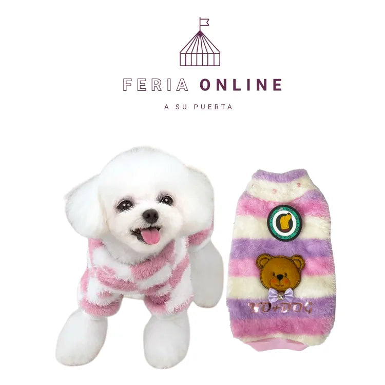 Buzo Cuello Tortuga Peluche Rayas Hembra