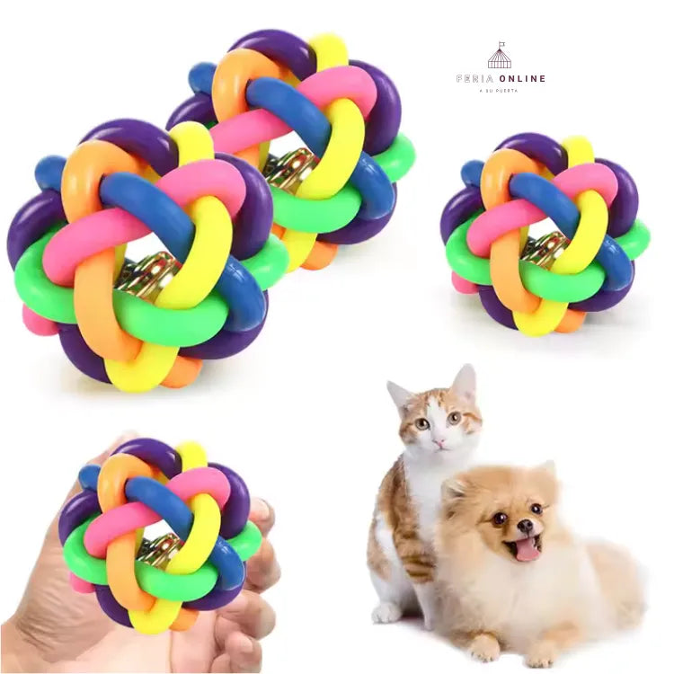 Pelota Entrelazada de Caucho con Sonajero 8CM