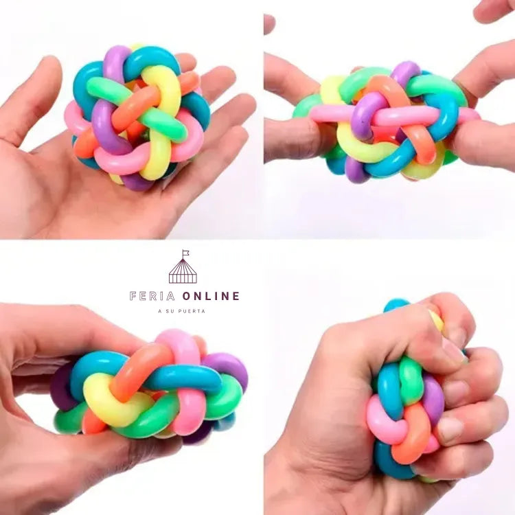 Pelota Entrelazada de Caucho con Sonajero 8CM