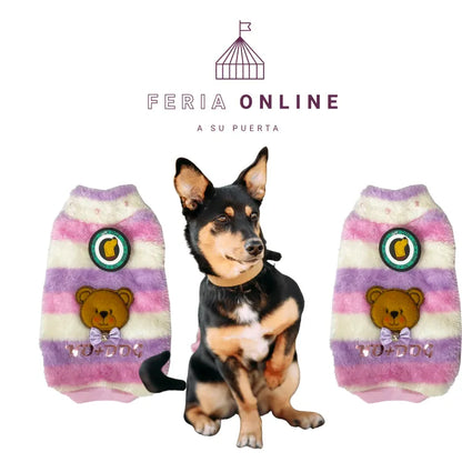 Buzo Cuello Tortuga Peluche Rayas Hembra