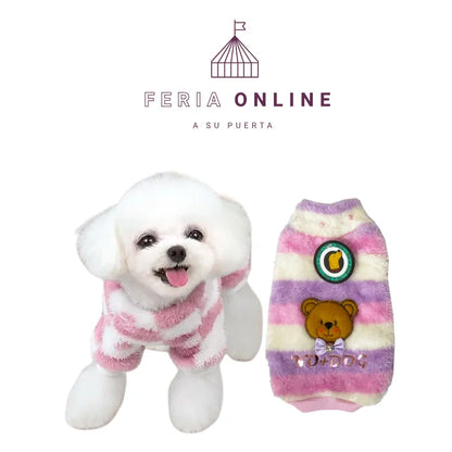 Buzo Cuello Tortuga Peluche Rayas Hembra