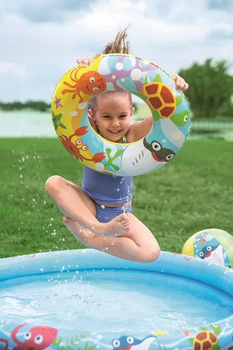 Piscina Infantil Con Pelota Y Aro Inflable