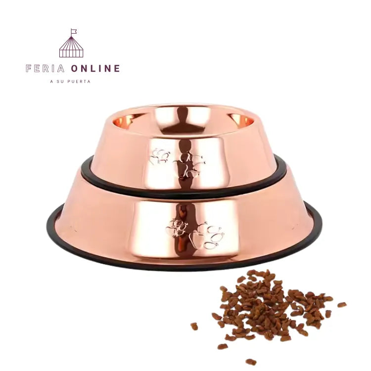 Comedero Aluminio Antioxidante Oro Rosa