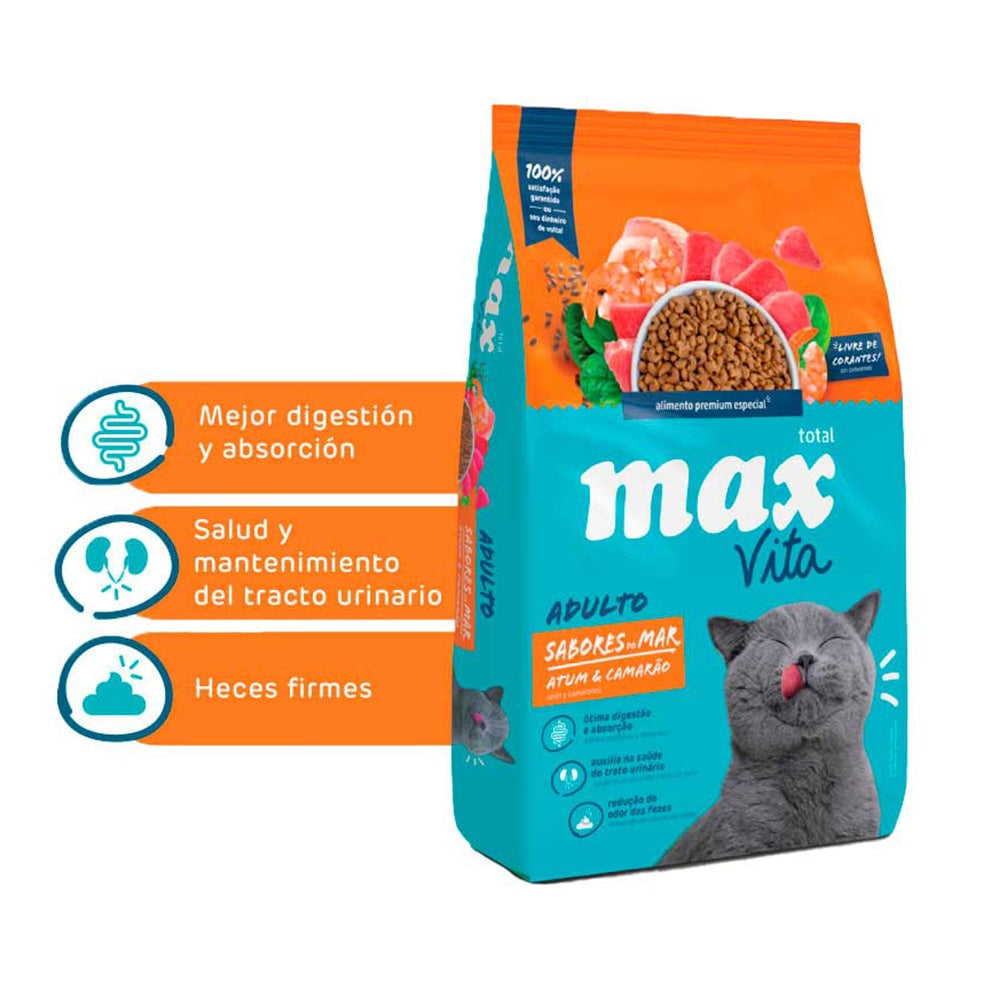 Max Vita Gatos Adultos Sabores del Mar Atún y Camarón