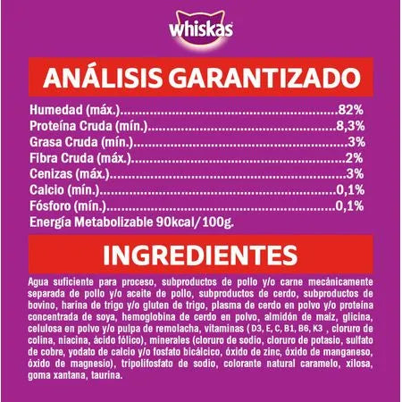 Alimento Húmedo Whiskas Gatos Castrados Carne