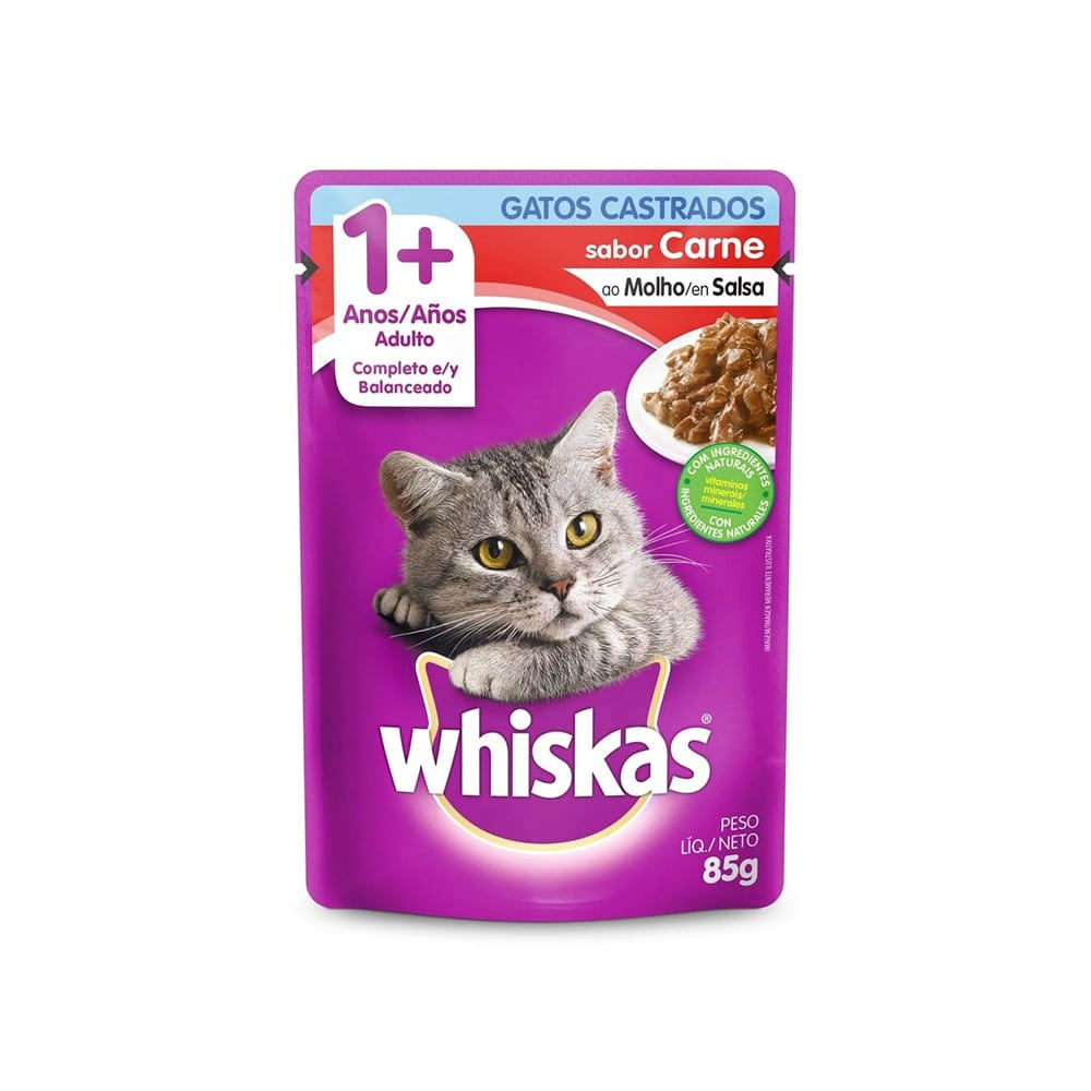 Alimento Húmedo Whiskas Gatos Castrados Carne