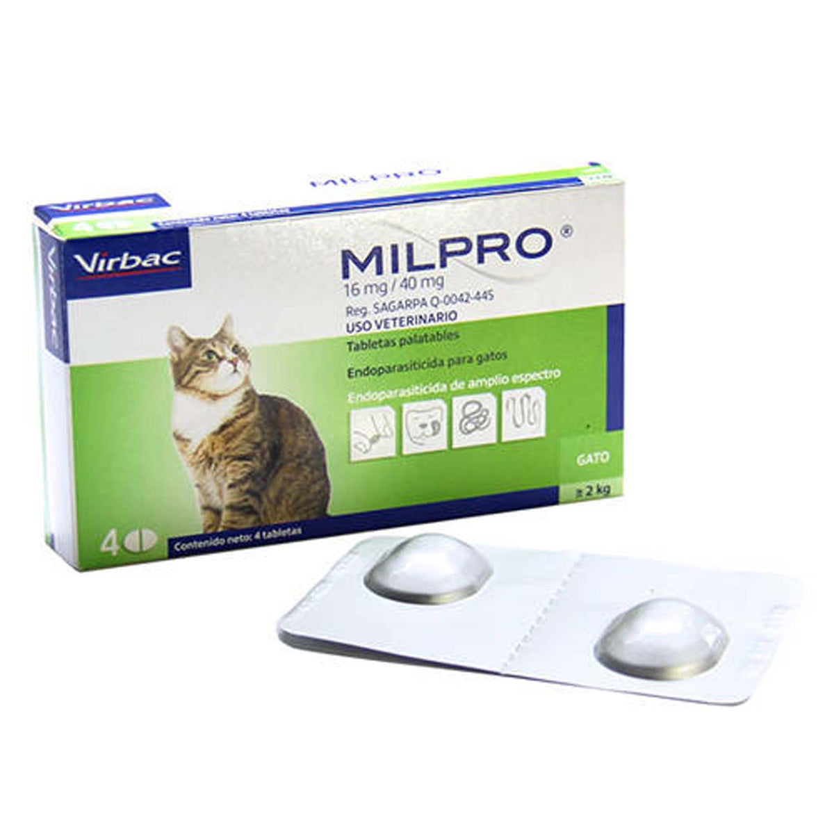 MILPRO 16mg/40mg - Endoparasiticida para Gatos